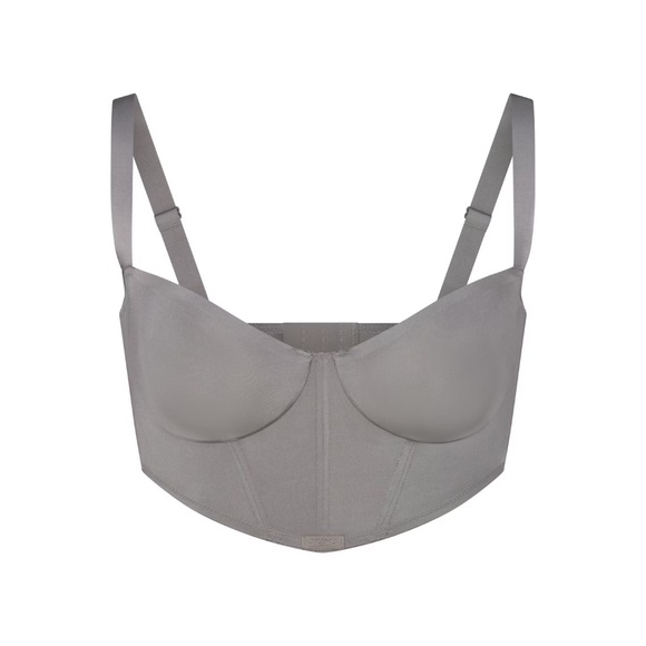 SKIMS LOGO SHINE BALCONETTE CORSET BRA | GREY CHALK NWT - Picture 1 of 3
